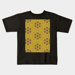 Detailed Yellow and Green Hex Shaped Star Pattern - WelshDesignsTP004 Kids T-Shirt